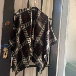 Plaid poncho